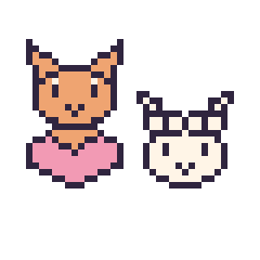 Pixel art Chat avec un cœur et Alpaga en portrait, grille 40 × 40