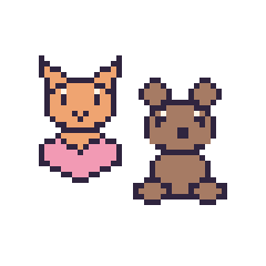 Pixel art Chat avec un cœur et Capybara assis, grille 48 × 48