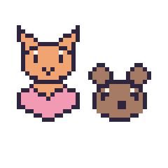 Pixel art Chat avec un cœur et Capybara en portrait, grille 40 × 40