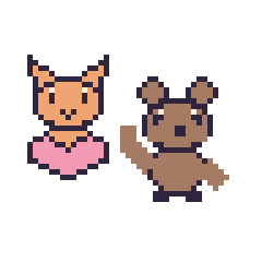Pixel art Chat avec un cœur et Capybara qui fait coucou, grille 48 × 48