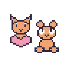 Pixel art Chat avec un cœur et Hamster assis, grille 48 × 48