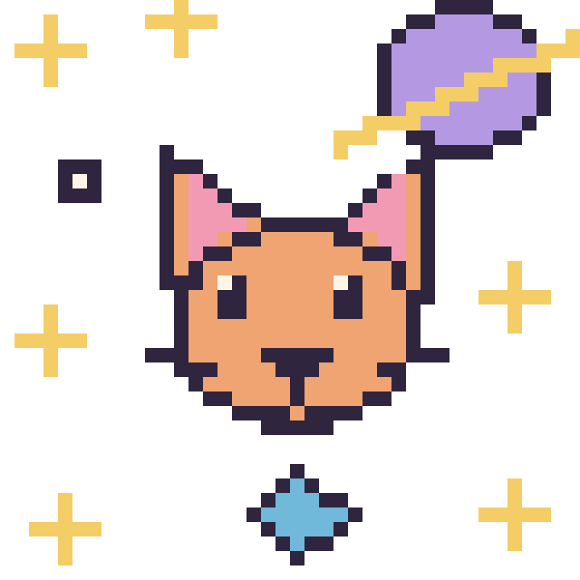 Modèle de pixel art Chat dans l’espace sur une grille de 40 par 40 cases