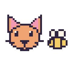 Pixel art Chat et Abeille simple 12 × 12, grille 40 × 40