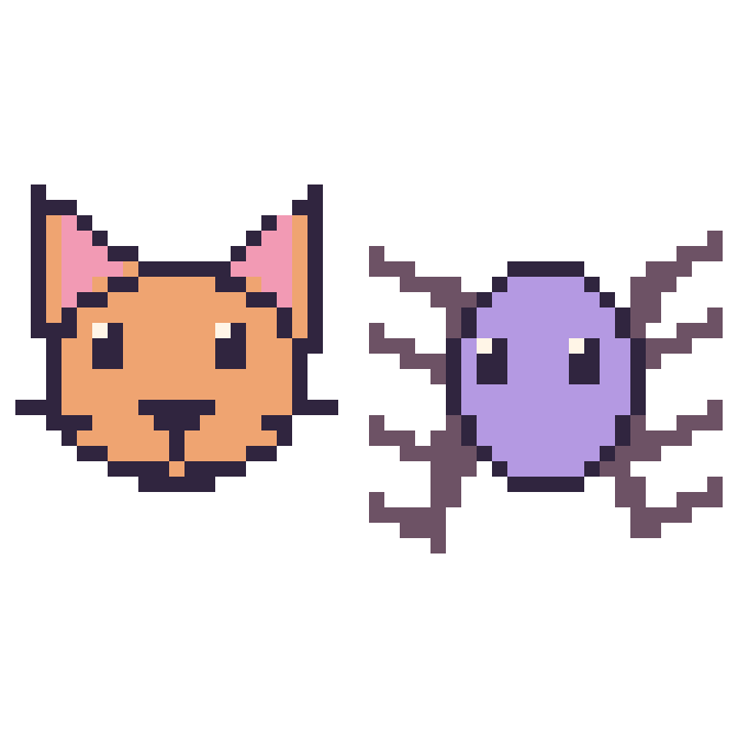 Modèle de pixel art Chat et Araignée sur une grille de 48 par 48 cases