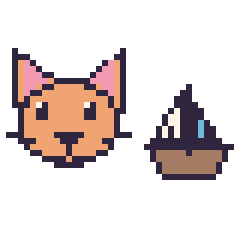Pixel art Chat et Bateau kawaii 16 × 16, grille 40 × 40