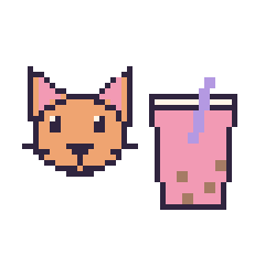 Pixel art Chat et Boba, grille 48 × 48