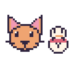 Pixel art Chat et Bonhomme de neige kawaii 16 × 16, grille 40 × 40