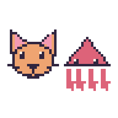 Pixel art Chat et Calamar, grille 48 × 48
