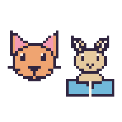 Pixel art Chat et Chèvre avec un livre, grille 48 × 48