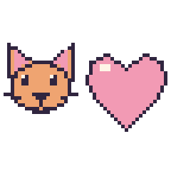 Pixel art Chat et Cœur, grille 48 × 48