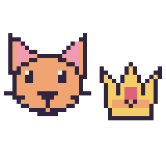 Pixel art Chat et Couronne kawaii 16 × 16, grille 40 × 40