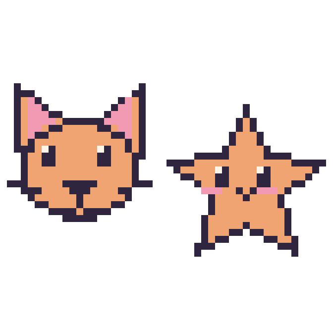 Modèle de pixel art Chat et Étoile de mer sur une grille de 48 par 48 cases