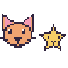 Pixel art Chat et Étoile kawaii 16 × 16, grille 40 × 40