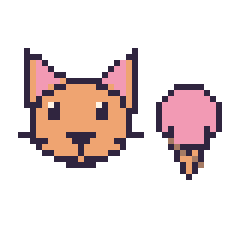 Pixel art Chat et Glace kawaii 16 × 16, grille 40 × 40