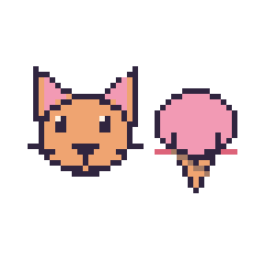 Pixel art Chat et Glace kawaii, grille 48 × 48