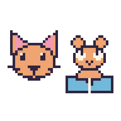 Pixel art Chat et Hamster avec un livre, grille 48 × 48