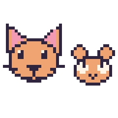 Pixel art Chat et Hamster en portrait, grille 40 × 40