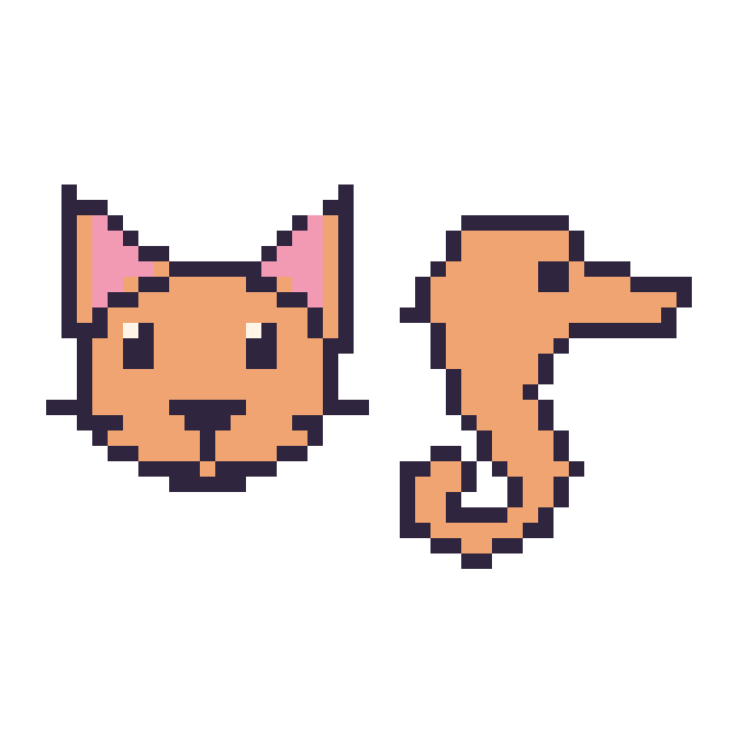Modèle de pixel art Chat et Hippocampe sur une grille de 48 par 48 cases