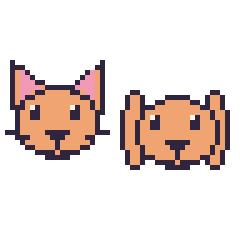 Pixel art Chat et Lapin bélier, grille 48 × 48