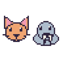 Pixel art Chat et Morse, grille 48 × 48