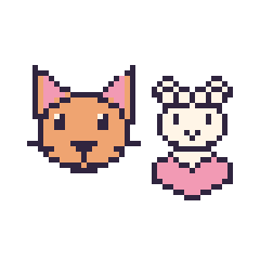 Pixel art Chat et Mouton avec un cœur, grille 48 × 48