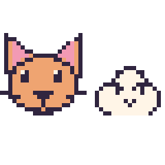 Pixel art Chat et Nuage kawaii 16 × 16, grille 40 × 40