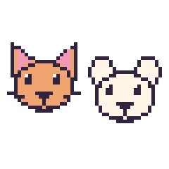 Pixel art Chat et Ours polaire, grille 48 × 48