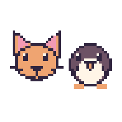 Pixel art Chat et Pingouin, grille 48 × 48