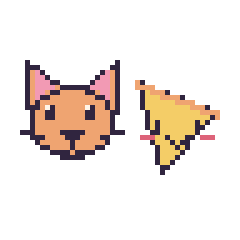 Pixel art Chat et Pizza kawaii, grille 48 × 48