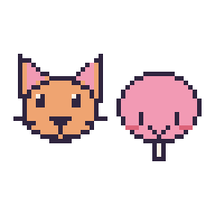 Pixel art Chat et Sucette kawaii, grille 48 × 48