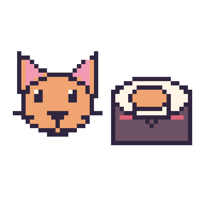 Modèle de pixel art Chat et Sushi kawaii sur une grille de 48 par 48 cases