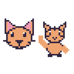 Pixel art Chat et Tigre qui fait coucou, grille 48 × 48