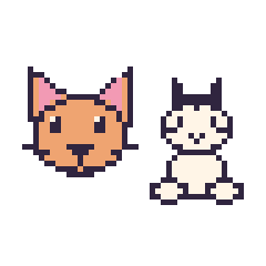 Pixel art Chat et Zèbre assis, grille 48 × 48