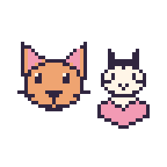 Pixel art Chat et Zèbre avec un cœur, grille 48 × 48