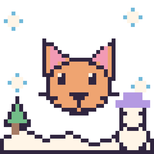 Modèle de pixel art Chat en hiver sur une grille de 40 par 40 cases