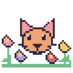Pixel art Chat dans le jardin, grille 40 × 40