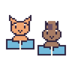 Pixel art Chat avec un livre et Cheval avec un livre, grille 48 × 48
