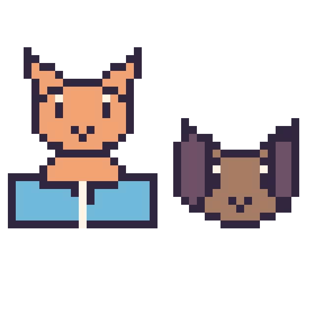 Modèle de pixel art Chat avec un livre et Chien en portrait sur une grille de 40 par 40 cases