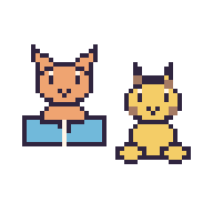 Pixel art Chat avec un livre et Girafe assis, grille 48 × 48
