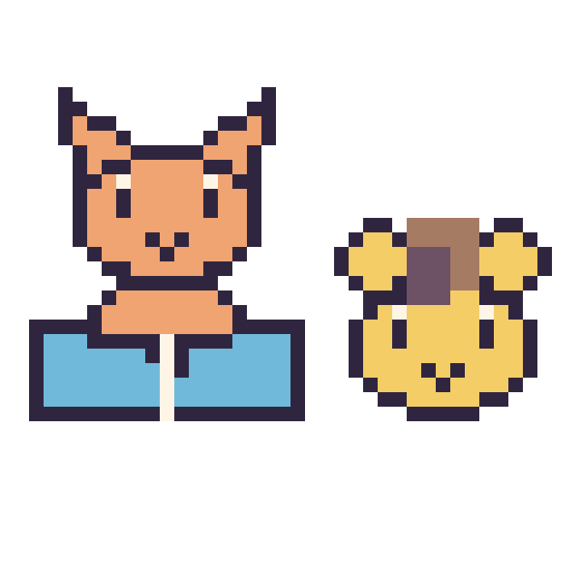 Modèle de pixel art Chat avec un livre et Lion en portrait sur une grille de 40 par 40 cases