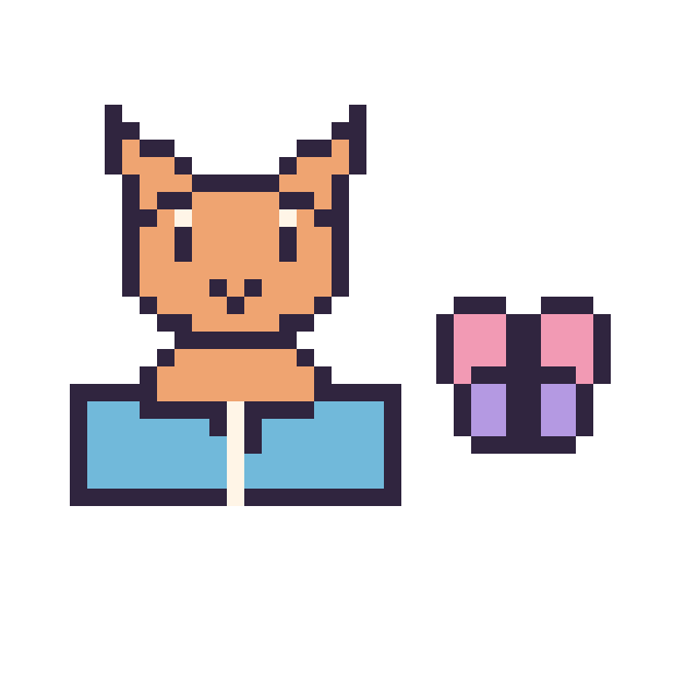 Modèle de pixel art Chat avec un livre et Papillon simple 10 × 10 sur une grille de 40 par 40 cases