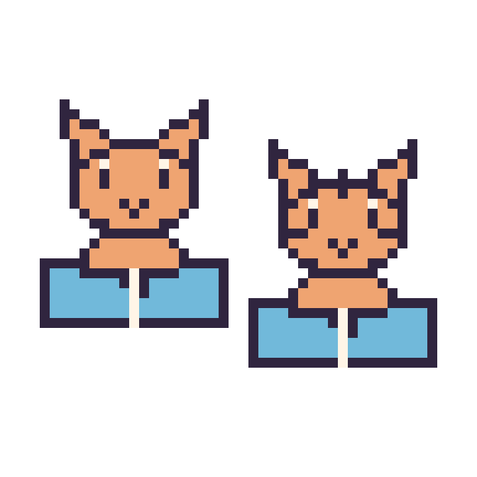 Modèle de pixel art Chat avec un livre et Tigre avec un livre sur une grille de 48 par 48 cases