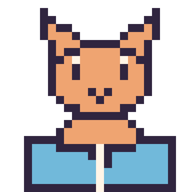 Modèle de pixel art Chat avec un livre sur une grille de 24 par 24 cases