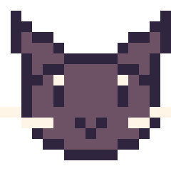 Pixel art Chat noir : portrait facile, grille 16 × 16