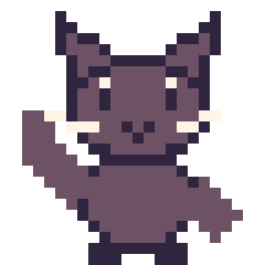 Pixel art Chat noir qui fait coucou, grille 24 × 24