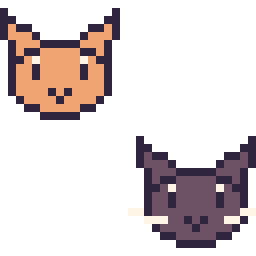 Pixel art Chat en portrait et Chat noir en portrait, grille 32 × 32