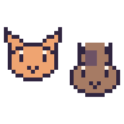 Pixel art Chat en portrait et Cheval en portrait, grille 32 × 32