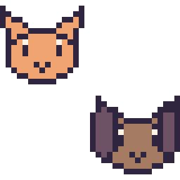 Pixel art Chat en portrait et Chien en portrait, grille 32 × 32