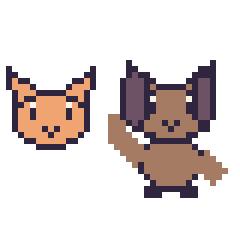 Pixel art Chat en portrait et Chien qui fait coucou, grille 40 × 40