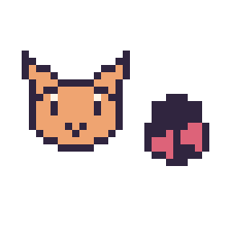 Pixel art Chat en portrait et Coccinelle simple 10 × 10, grille 32 × 32